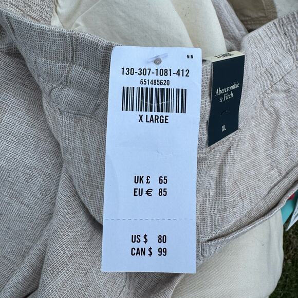 Abercrombie & Fitch Pants Stretch Size XL Cotton Linen Blend Beige NWT - Picture 9 of 9